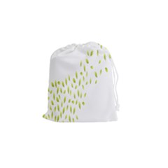 Leaves Leaf Green Fly Landing Drawstring Pouches (small)  by Alisyart