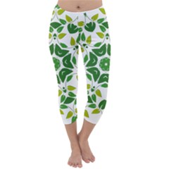 Leaf Green Frame Star Capri Winter Leggings  by Alisyart