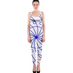 Line  Red Blue Circle Onepiece Catsuit by Alisyart