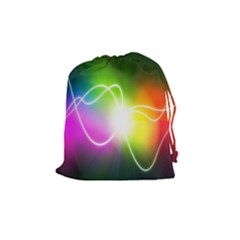 Lines Wavy Ight Color Rainbow Colorful Drawstring Pouches (medium)  by Alisyart