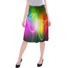 Lines Wavy Ight Color Rainbow Colorful Midi Beach Skirt by Alisyart