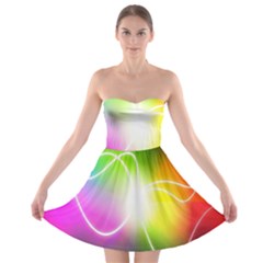 Lines Wavy Ight Color Rainbow Colorful Strapless Bra Top Dress by Alisyart