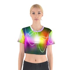 Lines Wavy Ight Color Rainbow Colorful Cotton Crop Top by Alisyart