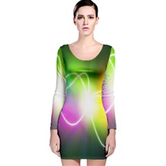 Lines Wavy Ight Color Rainbow Colorful Long Sleeve Velvet Bodycon Dress