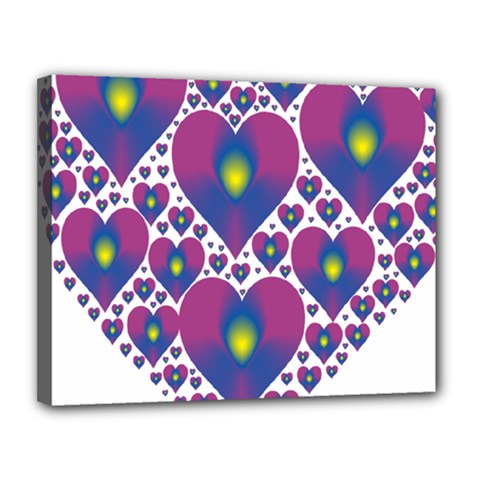Heart Love Valentine Purple Gold Canvas 14  X 11 