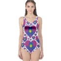 Heart Love Valentine Purple Gold One Piece Swimsuit View1