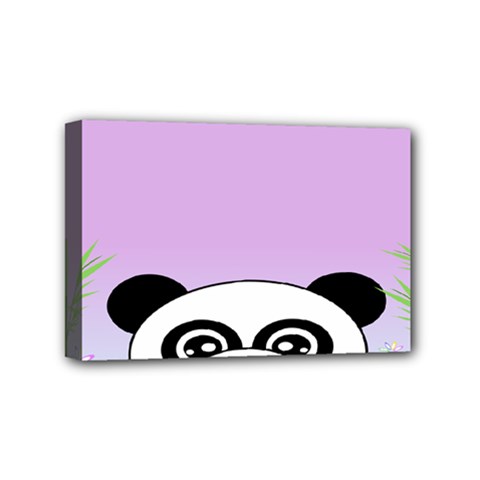 Panda Happy Birthday Pink Face Smile Animals Flower Purple Green Mini Canvas 6  X 4 