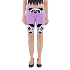 Panda Happy Birthday Pink Face Smile Animals Flower Purple Green Yoga Cropped Leggings by Alisyart