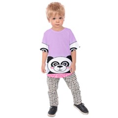 Panda Happy Birthday Pink Face Smile Animals Flower Purple Green Kids  Raglan Tee