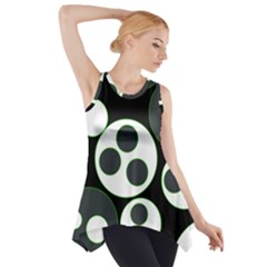 Origami Leaf Sea Dragon Circle Line Green Grey Black Side Drop Tank Tunic