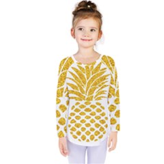 Pineapple Glitter Gold Yellow Fruit Kids  Long Sleeve Tee