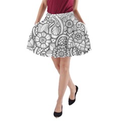 These Flowers Need Colour! A-line Pocket Skirt by Simbadda