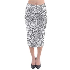 These Flowers Need Colour! Midi Pencil Skirt by Simbadda