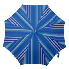 Color Stripes Blue White Pattern Hook Handle Umbrellas (medium) by Simbadda