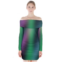 Course Gradient Color Pattern Long Sleeve Off Shoulder Dress by Simbadda