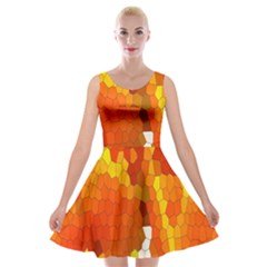 Mosaic Glass Colorful Color Velvet Skater Dress by Simbadda