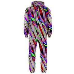 Multi Color Wave Abstract Pattern Hooded Jumpsuit (men)  by Simbadda