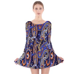 Pattern Color Design Texture Long Sleeve Velvet Skater Dress