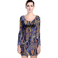 Pattern Color Design Texture Long Sleeve Velvet Bodycon Dress