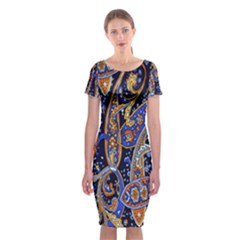 Pattern Color Design Texture Classic Short Sleeve Midi Dress