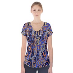 Pattern Color Design Texture Short Sleeve Front Detail Top