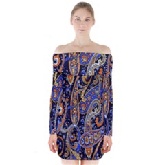 Pattern Color Design Texture Long Sleeve Off Shoulder Dress