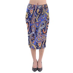 Pattern Color Design Texture Velvet Midi Pencil Skirt by Simbadda