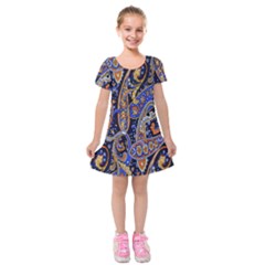 Pattern Color Design Texture Kids  Short Sleeve Velvet Dress by Simbadda
