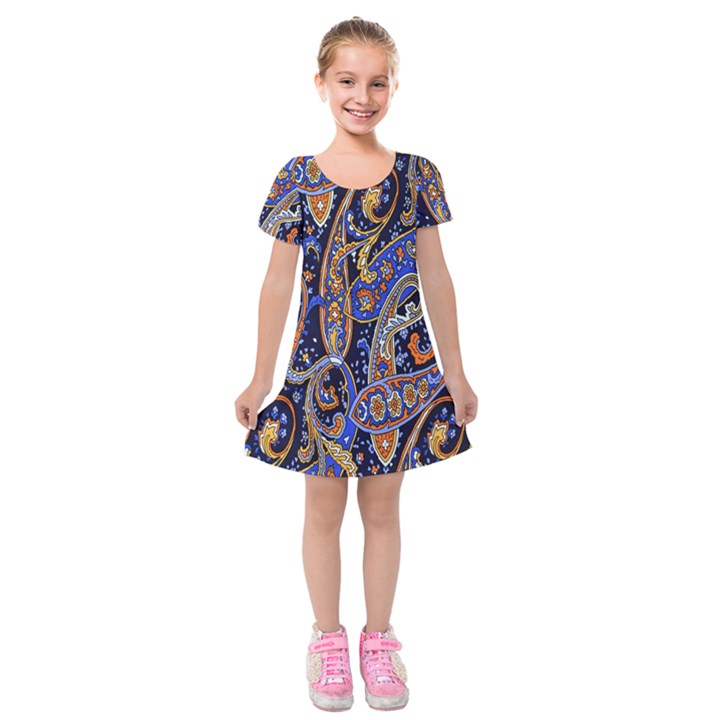 Pattern Color Design Texture Kids  Short Sleeve Velvet Dress