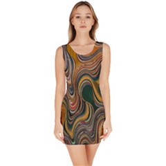 Swirl Colour Design Color Texture Sleeveless Bodycon Dress by Simbadda