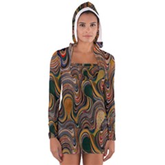 Swirl Colour Design Color Texture Women s Long Sleeve Hooded T-shirt by Simbadda
