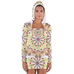 Intricate Flower Star Women s Long Sleeve Hooded T-shirt