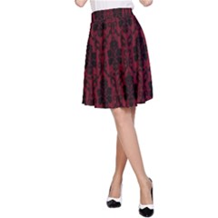 Elegant Black And Red Damask Antique Vintage Victorian Lace Style A-line Skirt by yoursparklingshop