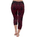 Elegant Black And Red Damask Antique Vintage Victorian Lace Style Capri Winter Leggings  View4