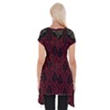 Elegant Black And Red Damask Antique Vintage Victorian Lace Style Short Sleeve Side Drop Tunic View2