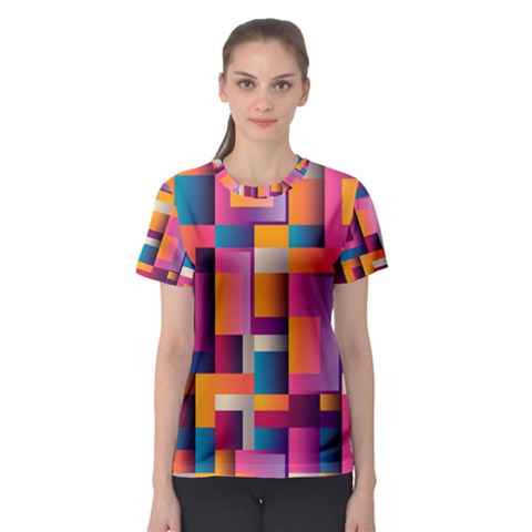 Abstract Background Geometry Blocks Women s Sport Mesh Tee by Simbadda