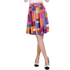 Abstract Background Geometry Blocks A-line Skirt by Simbadda