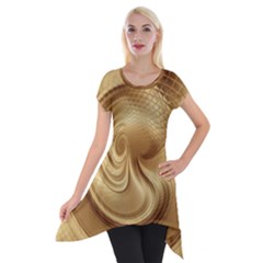 Gold Background Texture Pattern Short Sleeve Side Drop Tunic by Simbadda