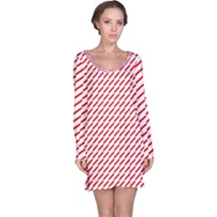 Pattern Red White Background Long Sleeve Nightdress