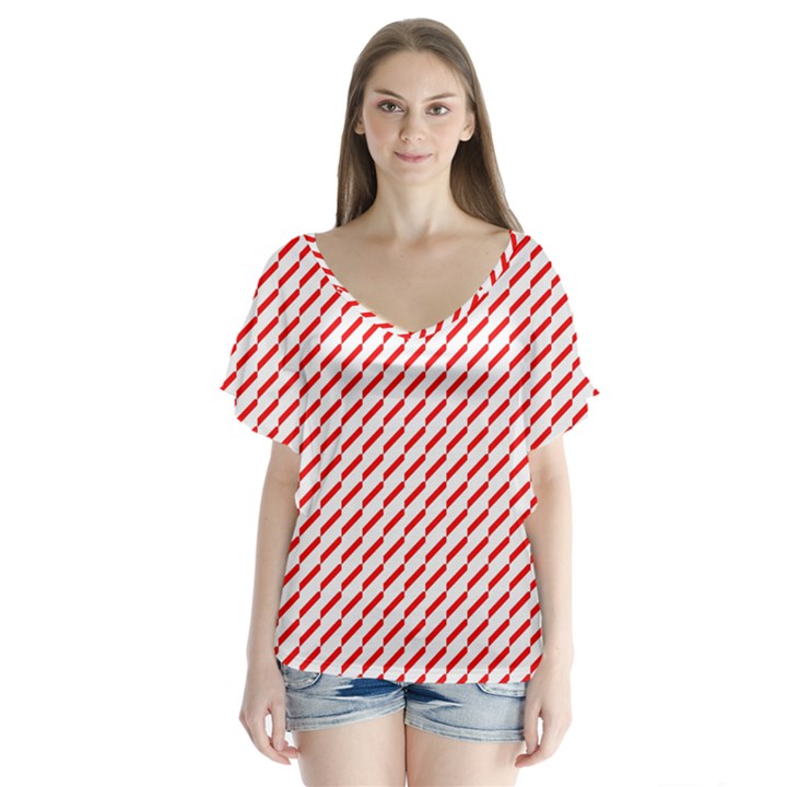 Pattern Red White Background Flutter Sleeve Top