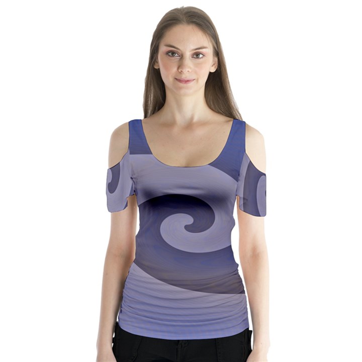 Logo Wave Design Abstract Butterfly Sleeve Cutout Tee 