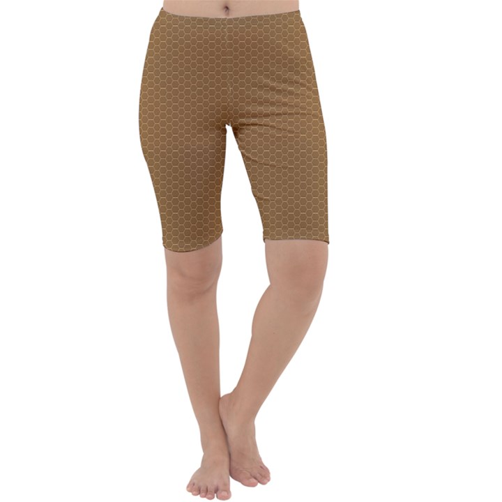 Pattern Honeycomb Pattern Brown Cropped Leggings 