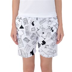 Furniture Black Decor Pattern Women s Basketball Shorts by Simbadda