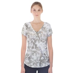 Wall Rock Pattern Structure Dirty Short Sleeve Front Detail Top by Simbadda