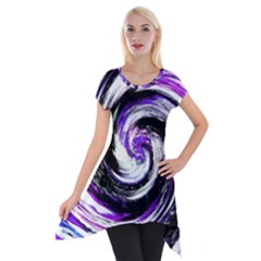 Canvas Acrylic Digital Design Short Sleeve Side Drop Tunic