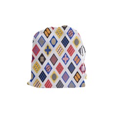 Plaid Triangle Sign Color Rainbow Drawstring Pouches (medium)  by Alisyart