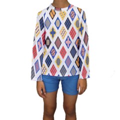 Plaid Triangle Sign Color Rainbow Kids  Long Sleeve Swimwear by Alisyart