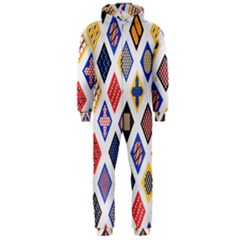 Plaid Triangle Sign Color Rainbow Hooded Jumpsuit (men)  by Alisyart