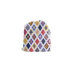 Plaid Triangle Sign Color Rainbow Drawstring Pouches (xs)  by Alisyart