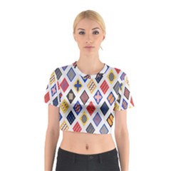 Plaid Triangle Sign Color Rainbow Cotton Crop Top by Alisyart